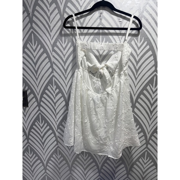 Princess Polly White Granno embroidered Tie Front Mini Dress Cutout Size US 10 - Picture 3 of 7